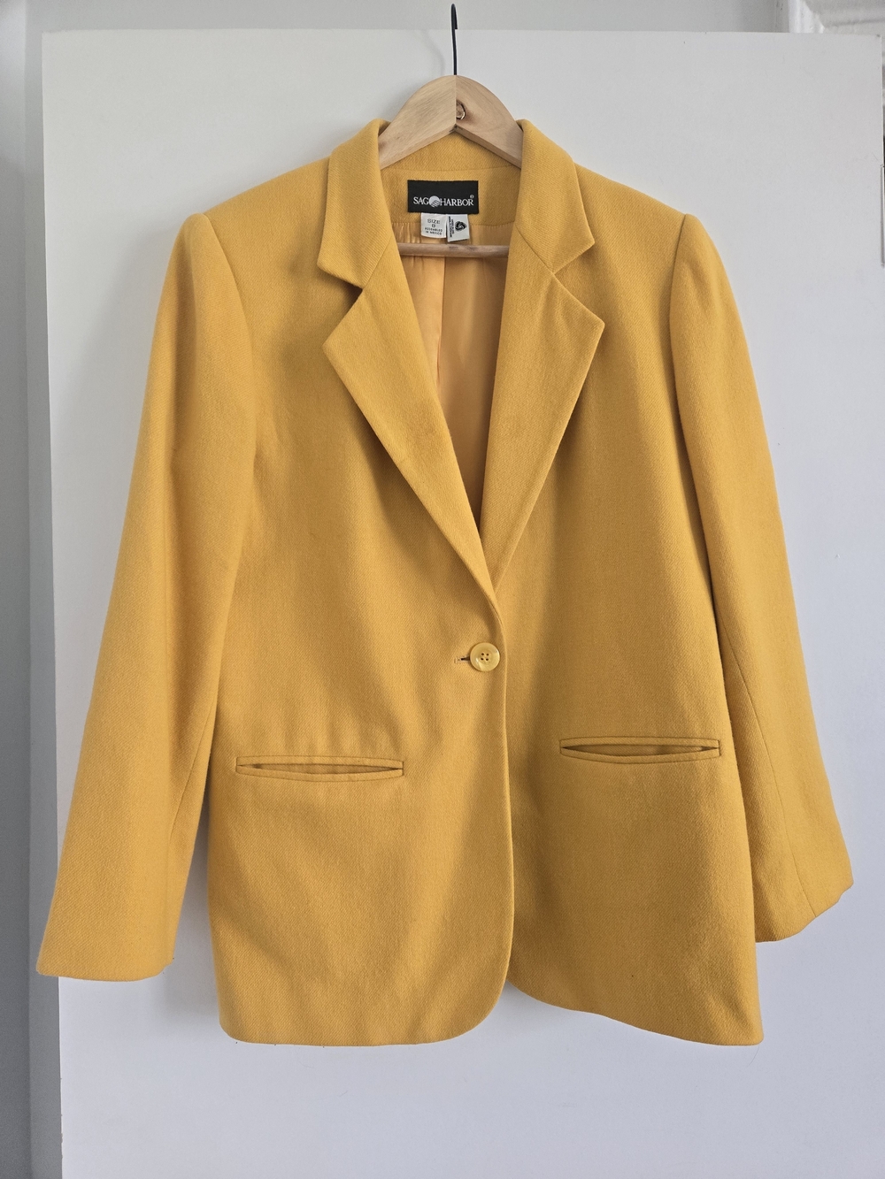 Sag Harbor Women's Mustard Single-Button Blazer Jacket